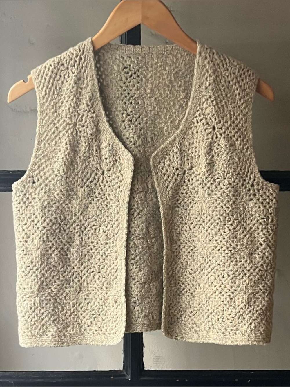 Lovely Boho Vintage Cream Hand Knit Vest
